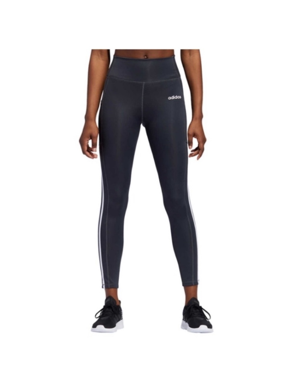 adidas Aeroready Black Leggings with White Three-Stripes